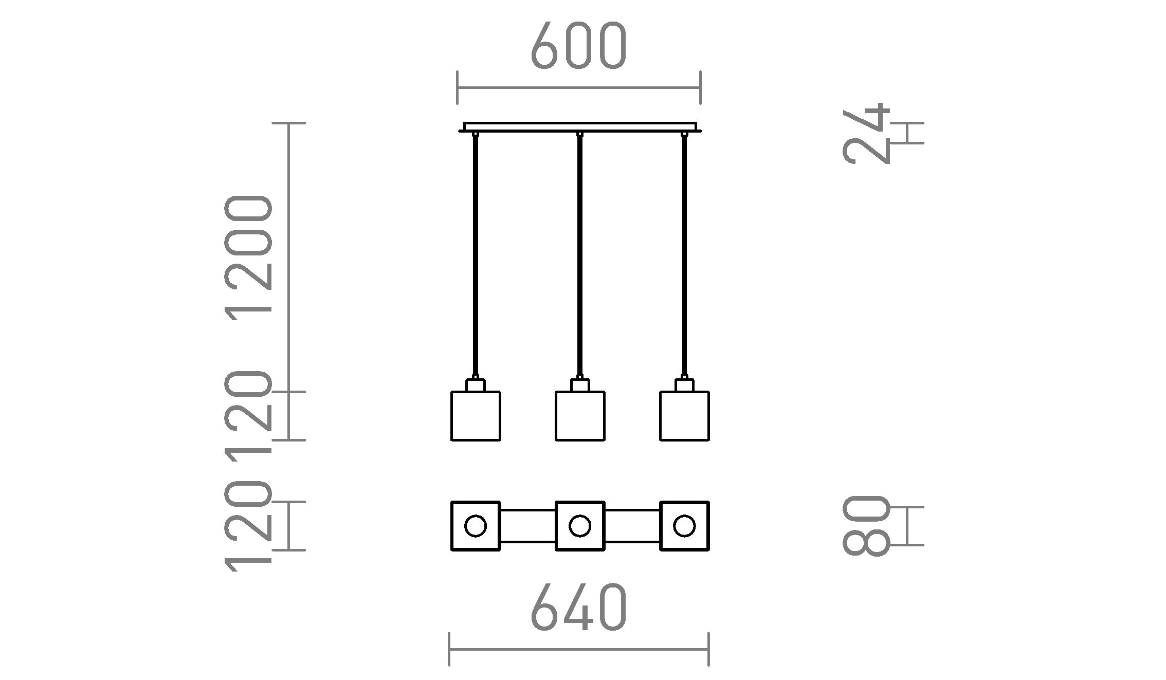 DADOS III 60 Pendelleuchte lampe - Product sketch