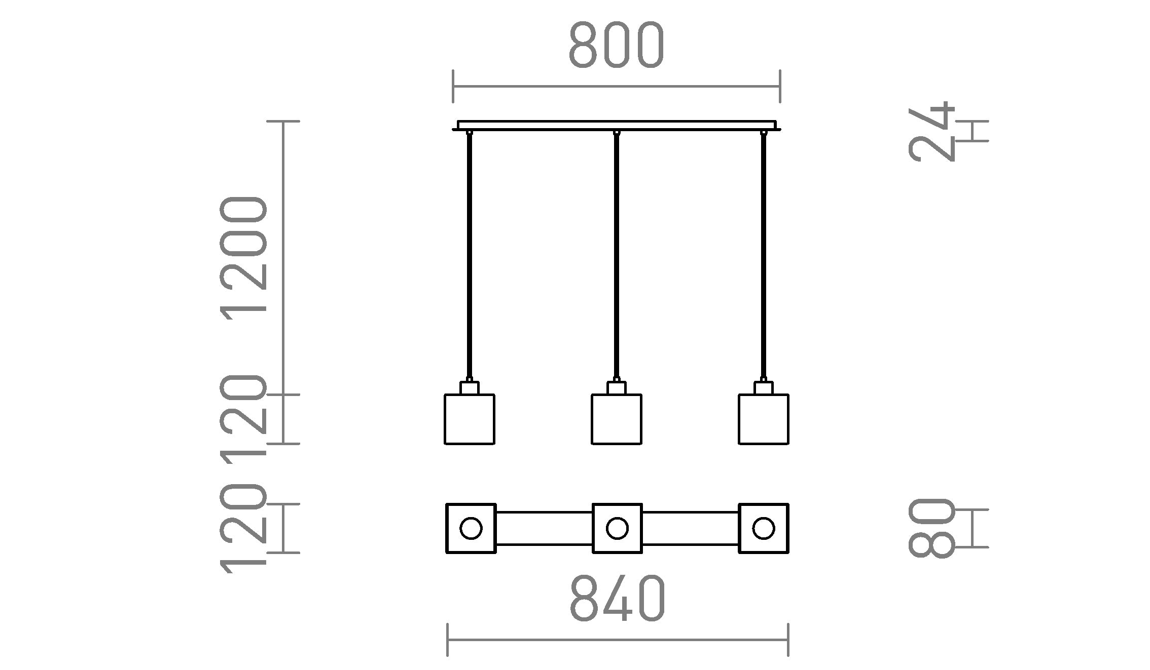 DADOS III 80 colgante lámpara - Product sketch
