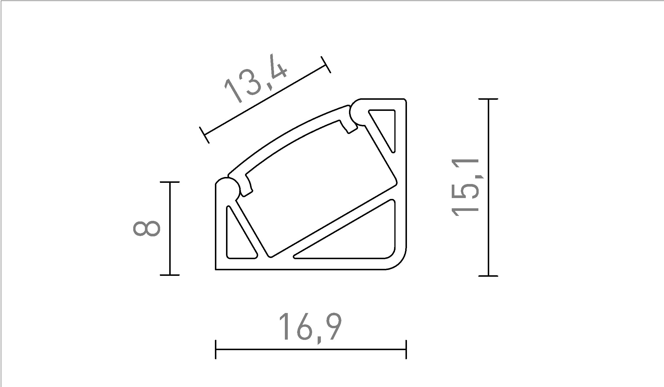LED PROFILE I 30/60 επιφανειακή τοποθέτηση 1μ - Product sketch