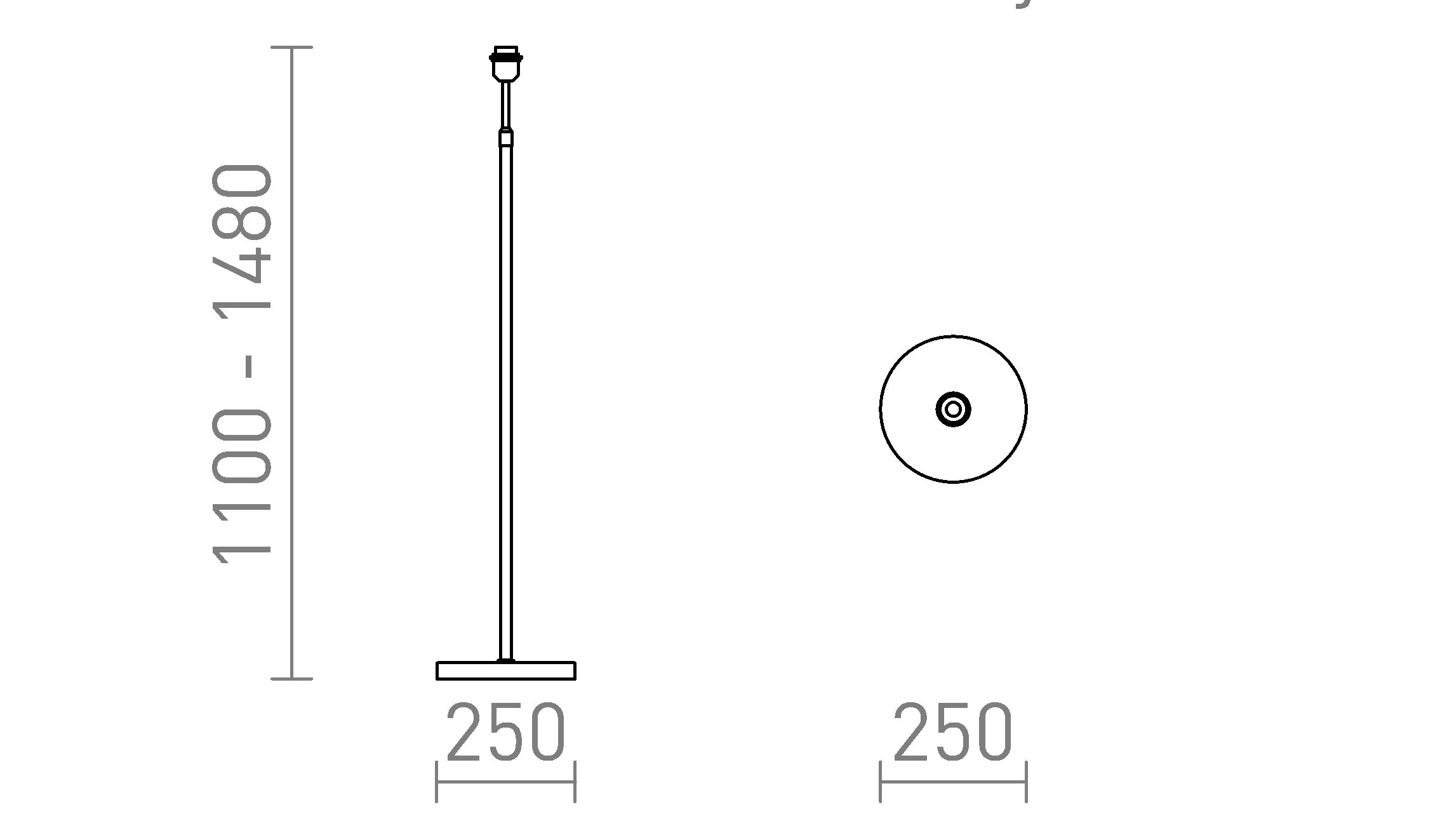 EMMETT golvlampsbas - Product sketch