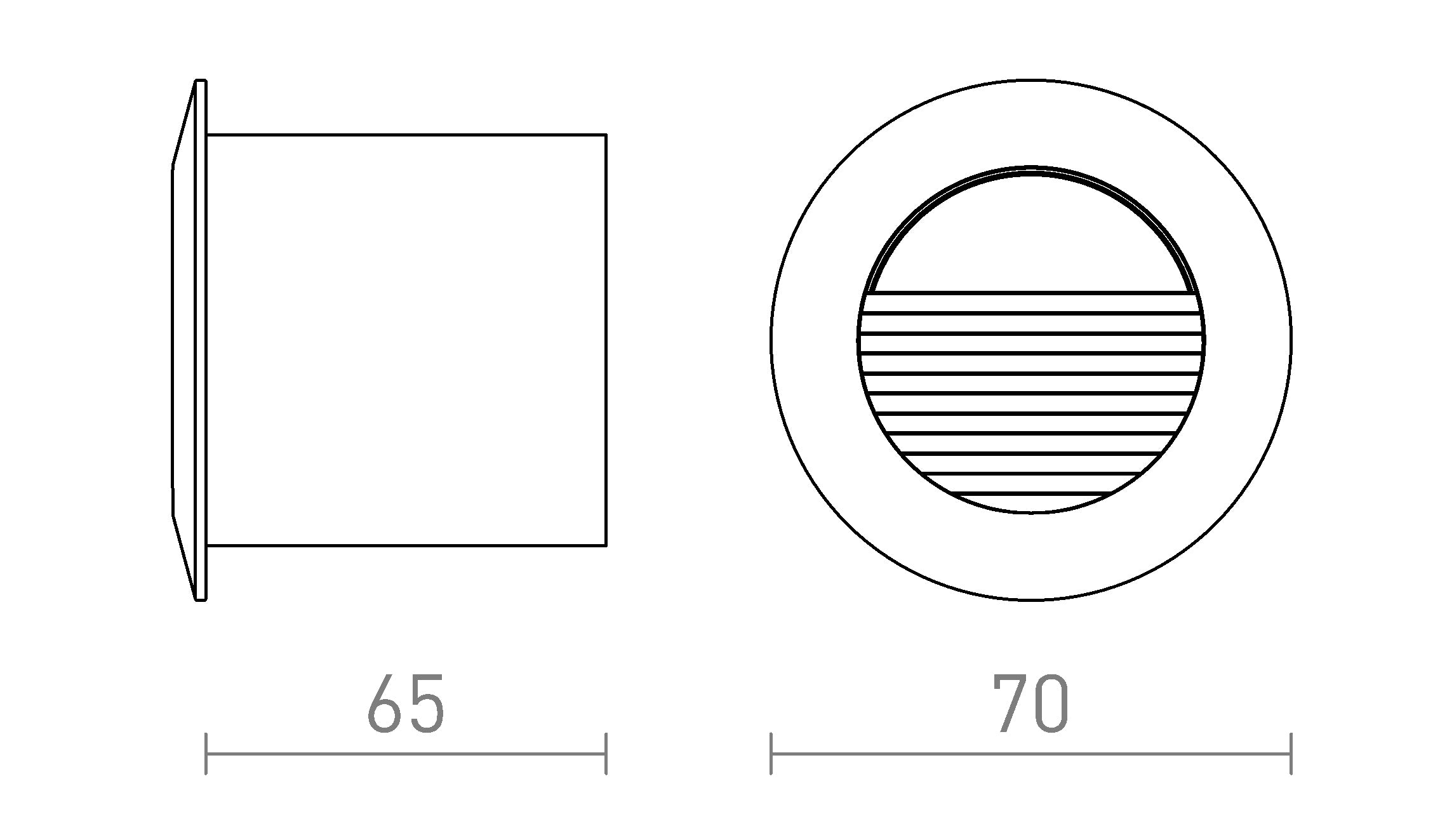 MARCO 70 infälld lampa - Product sketch