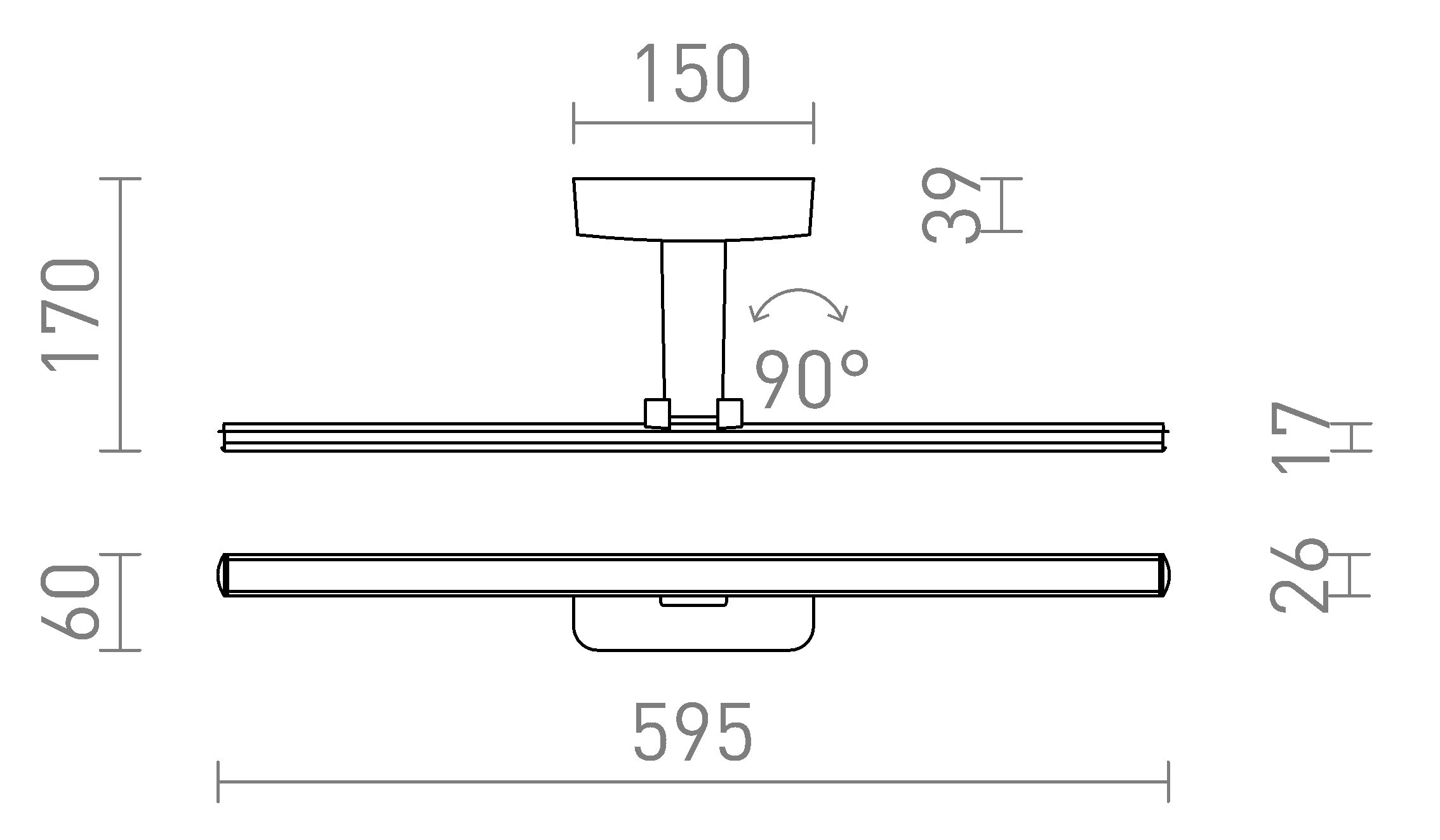 ALISA 60 Wandleuchte lampe - Product sketch