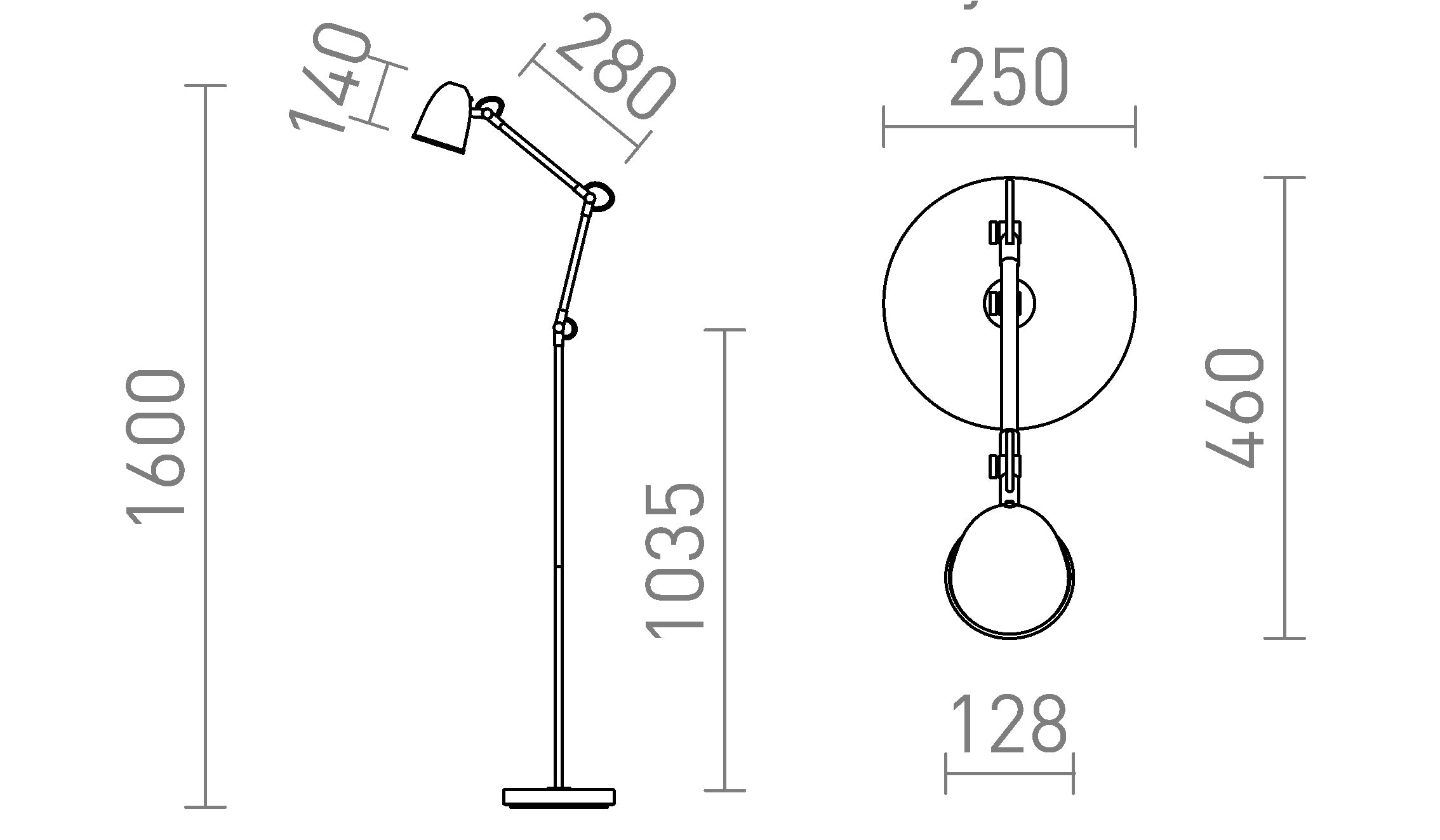 DANNY stojanová lampa - Product sketch