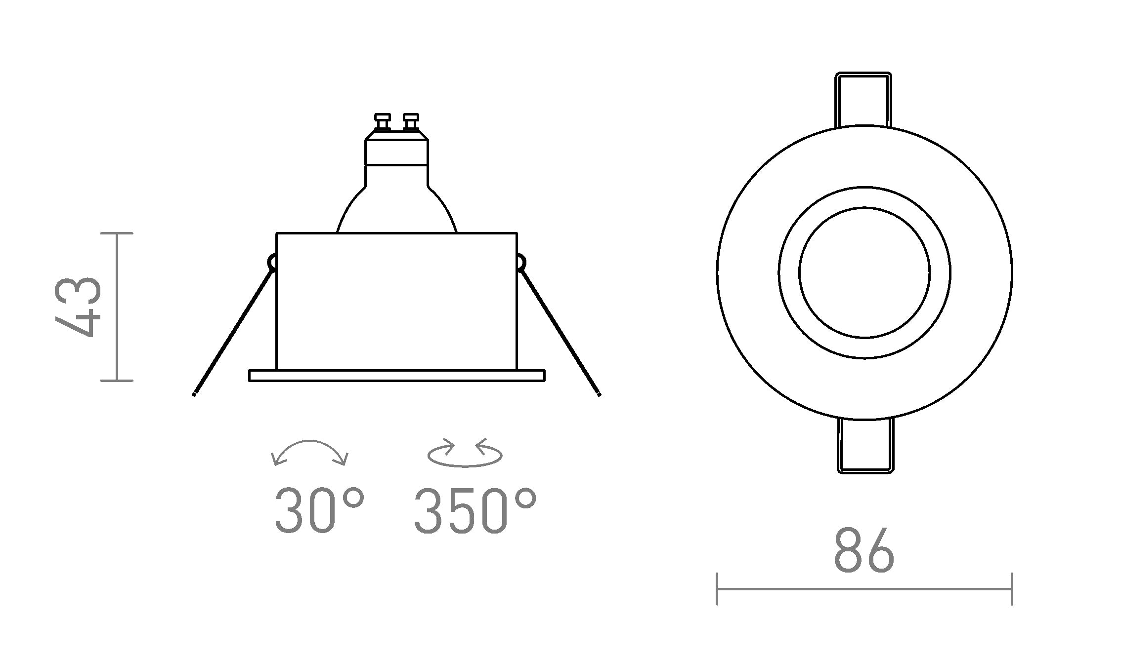 GALO R vgradna lampa - Product sketch