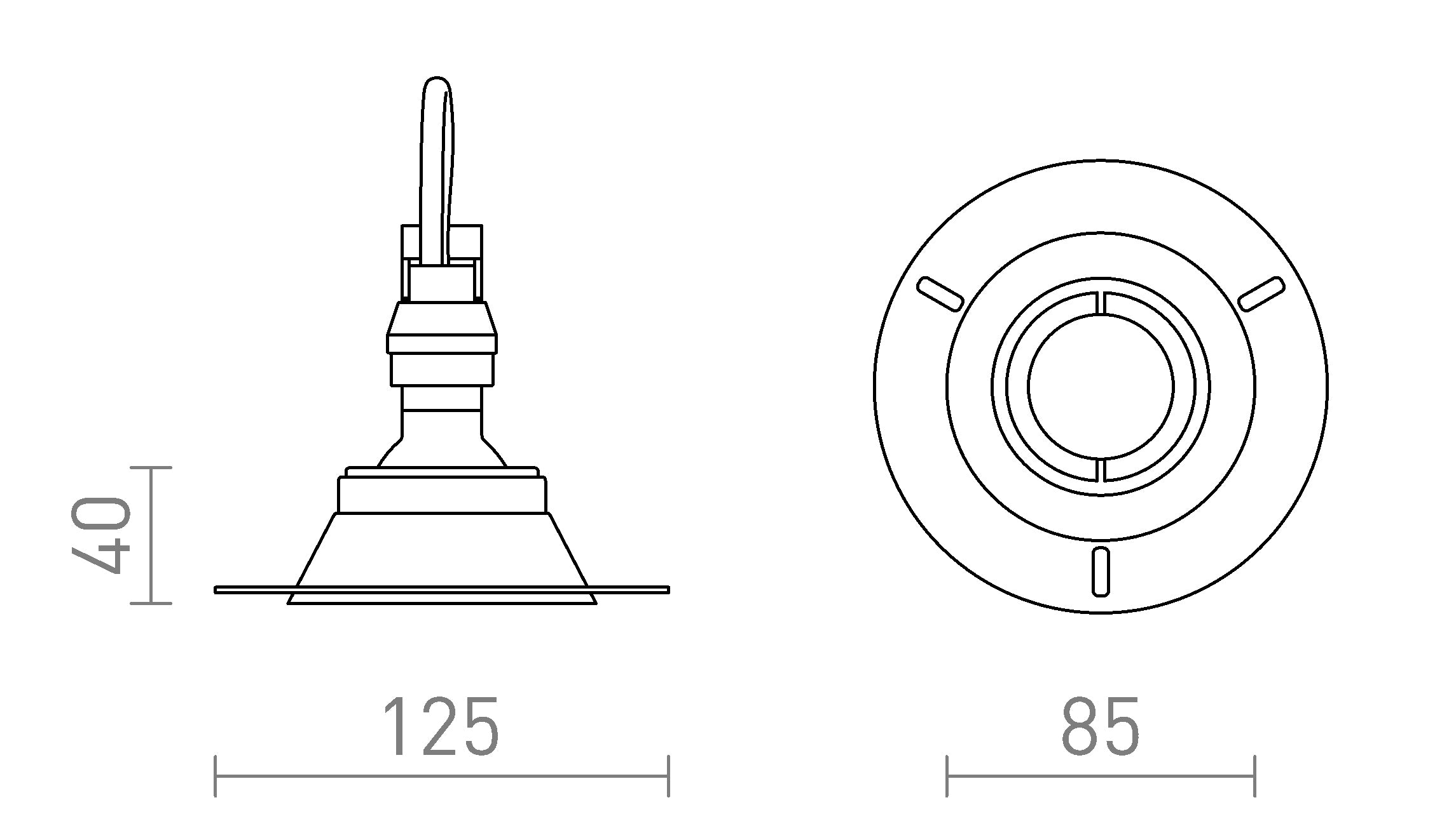 IPSO R IP65 empotrada lámpara - Product sketch