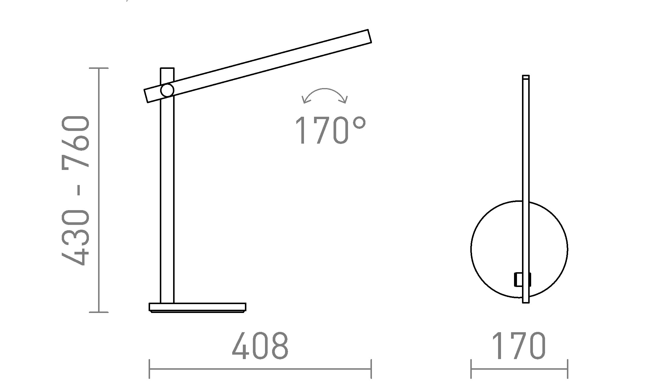 ROD DIMM tafellamp lamp - Product sketch