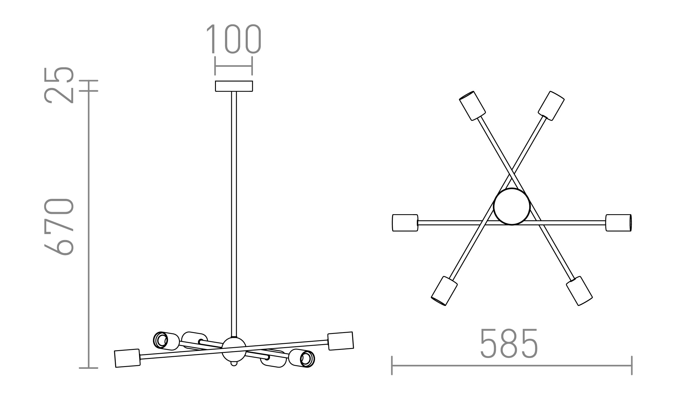 ARTEMIA 6 on a pole lamp - Product sketch