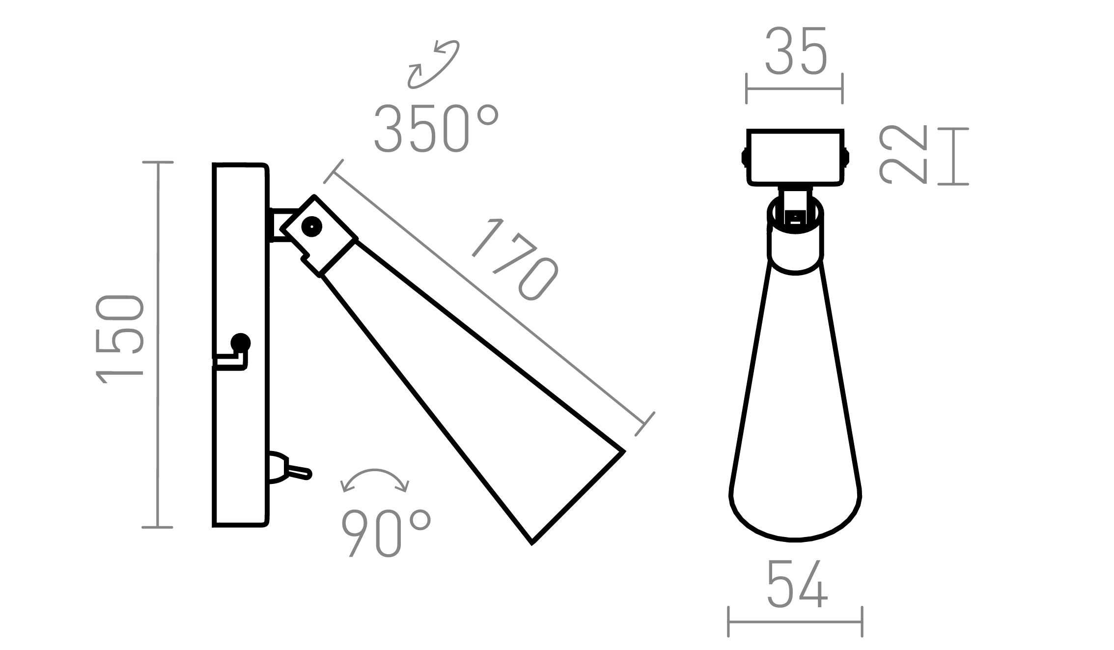 ALEXIS ścienna lampa - Product sketch