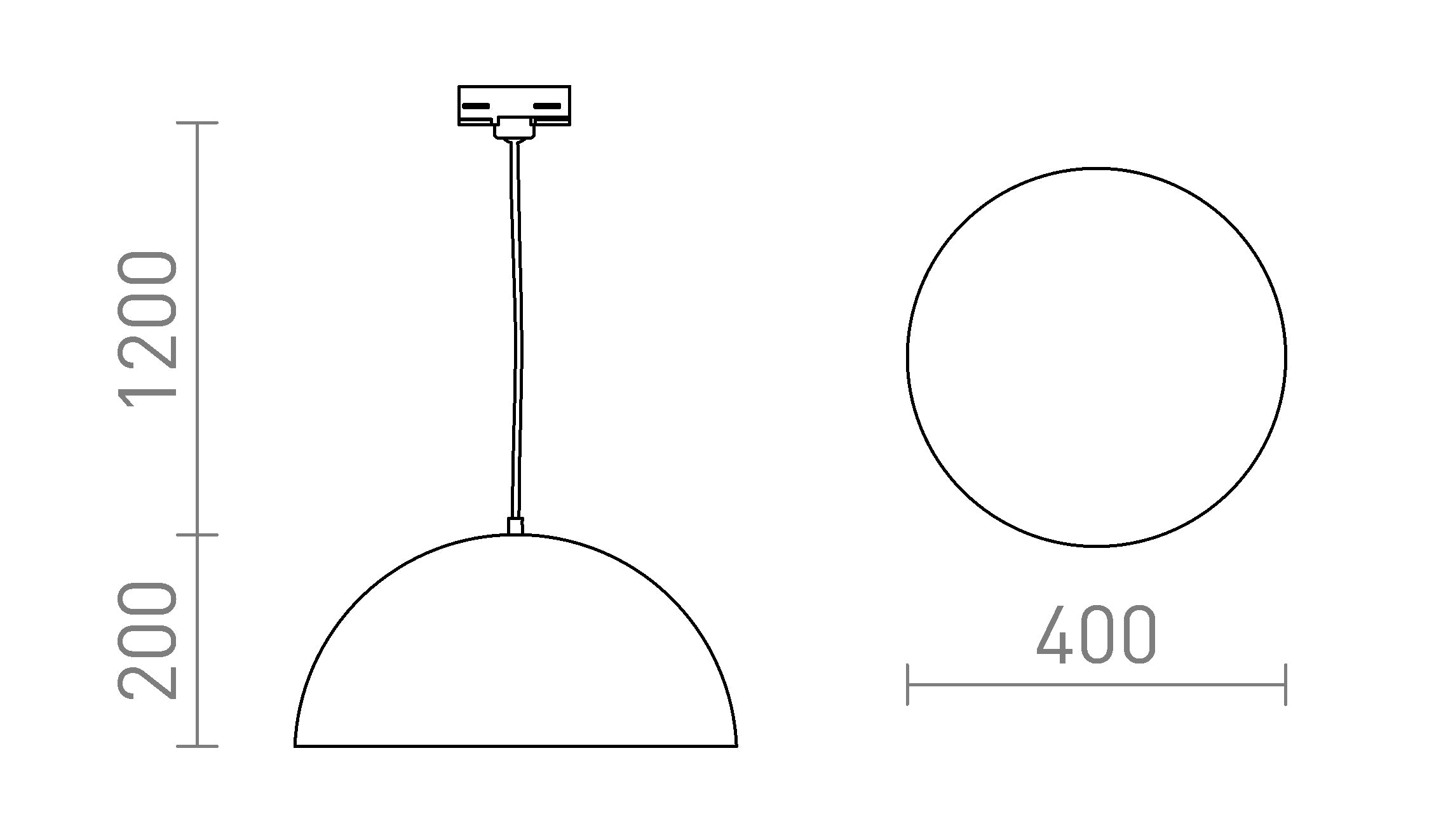 GLADYS 40 voor 3f. stroomrail - Product sketch