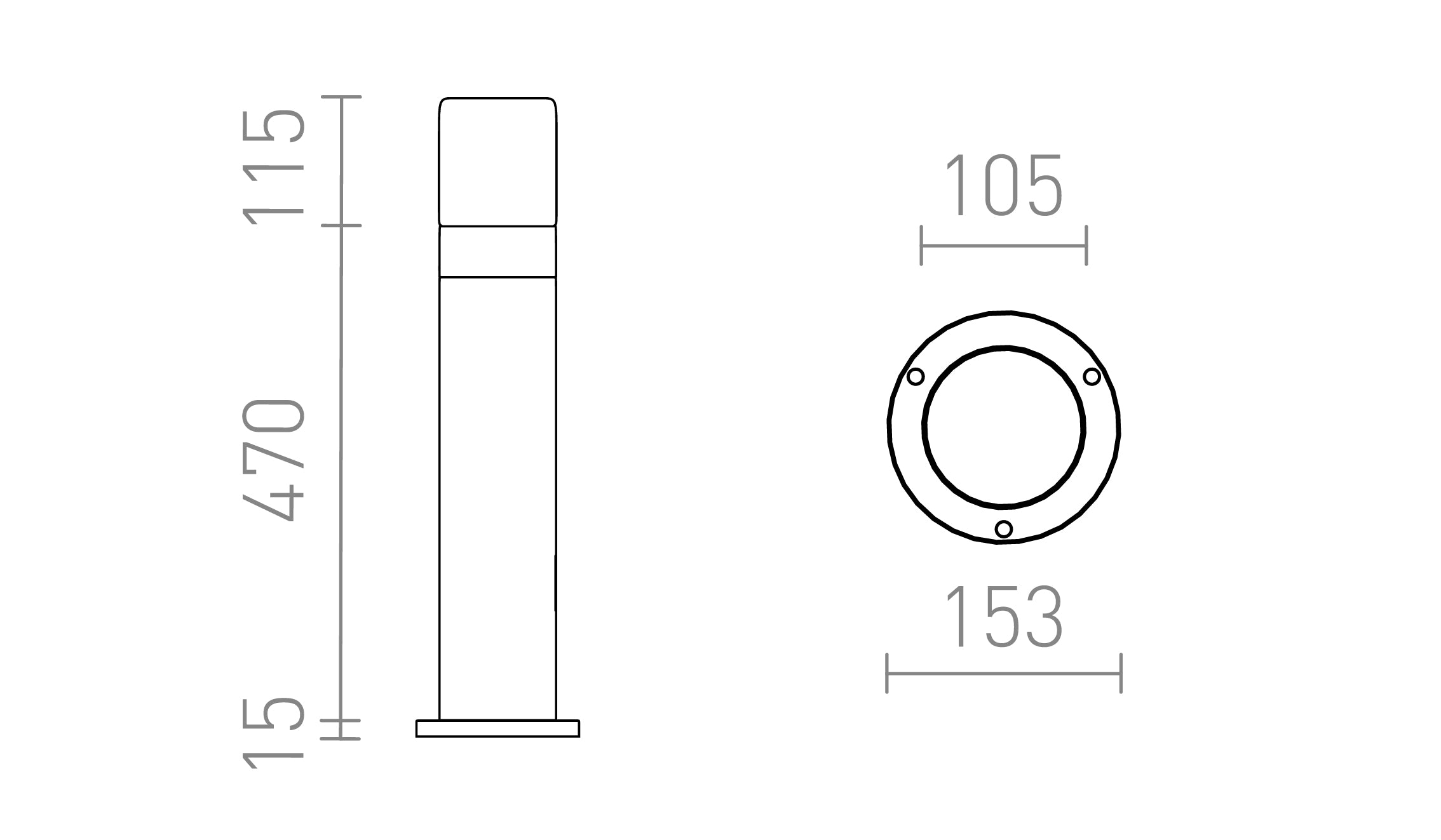QUINN 60 lattia lamppu - Product sketch