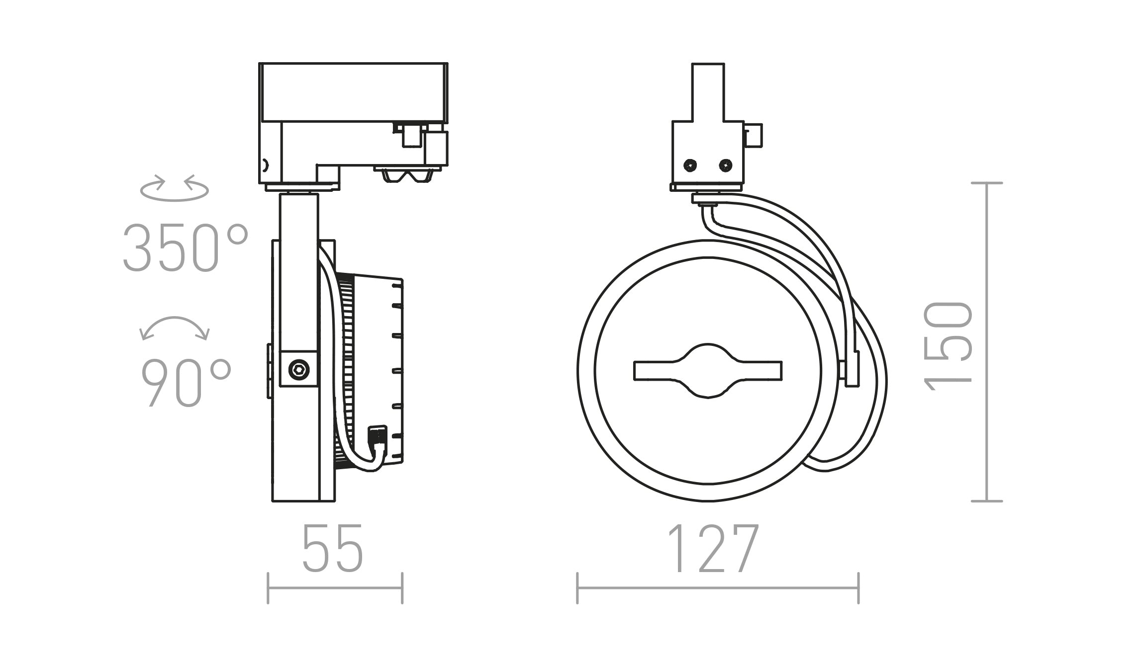 KELLY LED do 3-faz. szyny - Product sketch