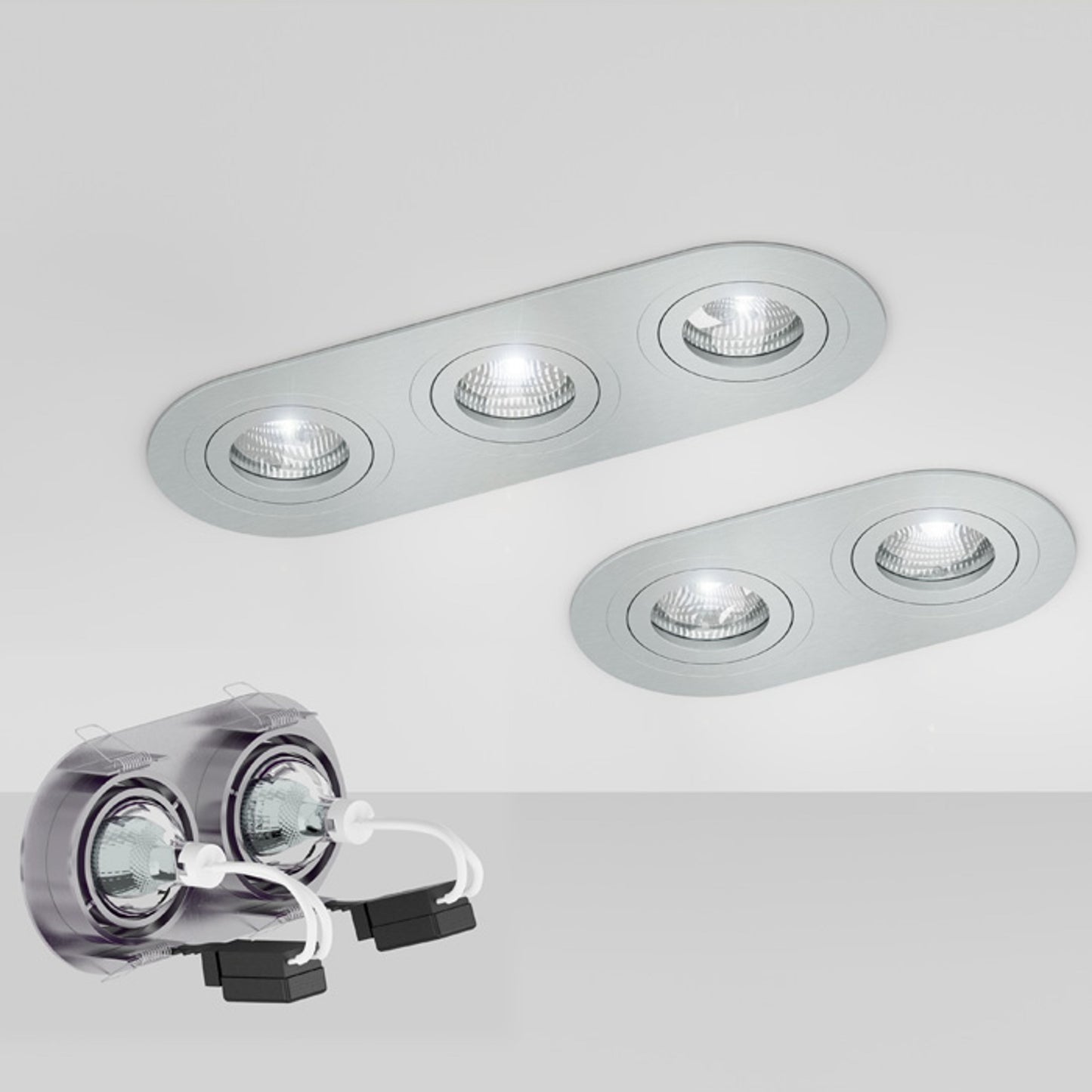 RENDL Outlet BIZZ III directional brushed aluminum 12V GU5,3 3x50W R10210 7