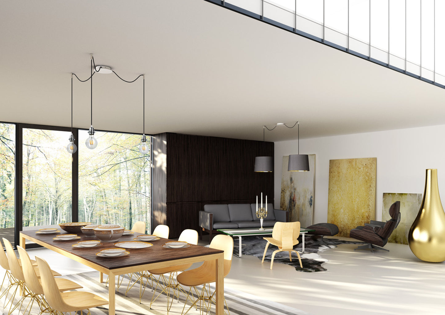 RENDL shades, shade bases, pendent sets KOMBIX 3 pendant set WB+BC+CHF 230V LED E27 3x15W R11779 3