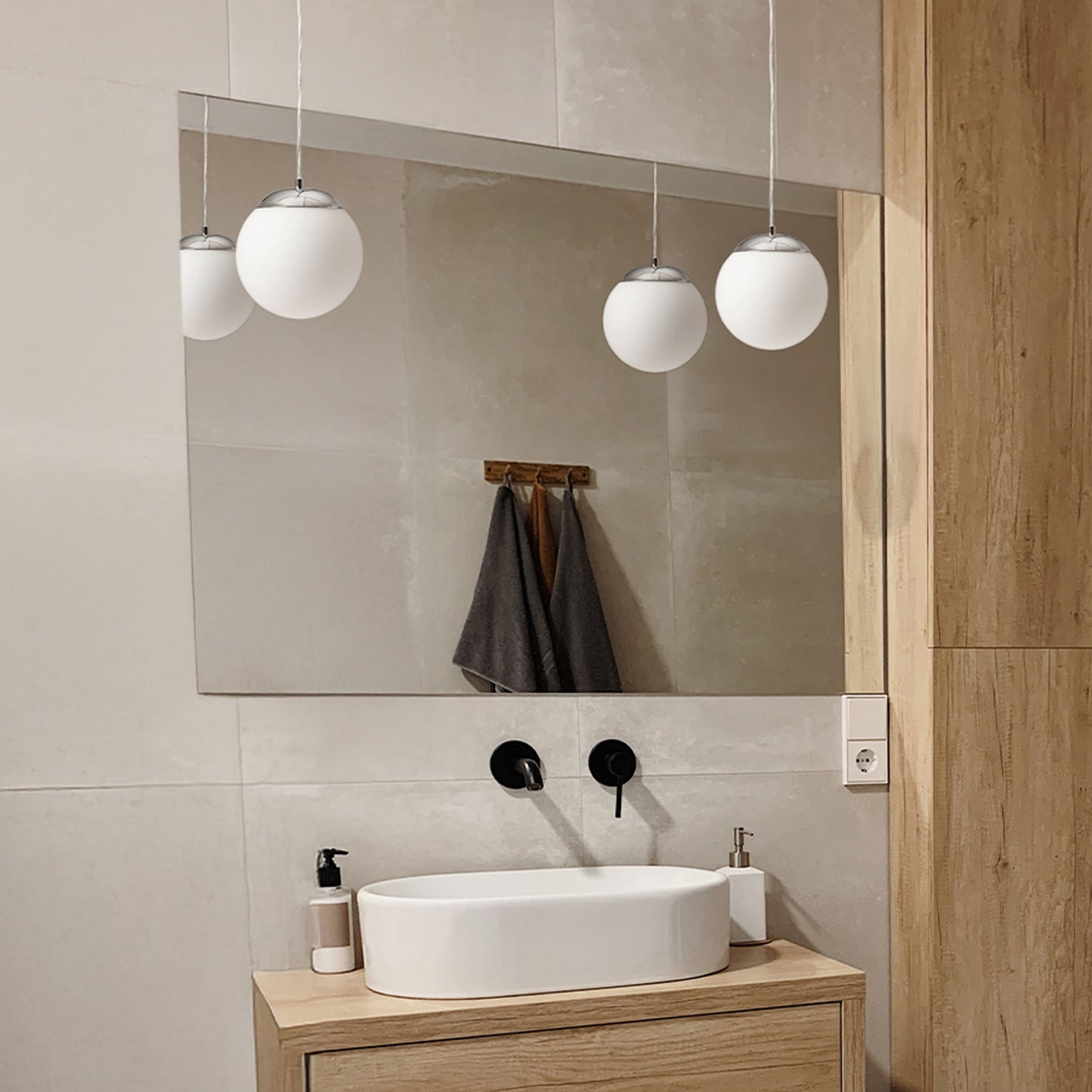 RENDL pendant lamp BOLLY 17 pendant opal-colored glass/chrome 230V LED E27 11W IP44 R13692 3