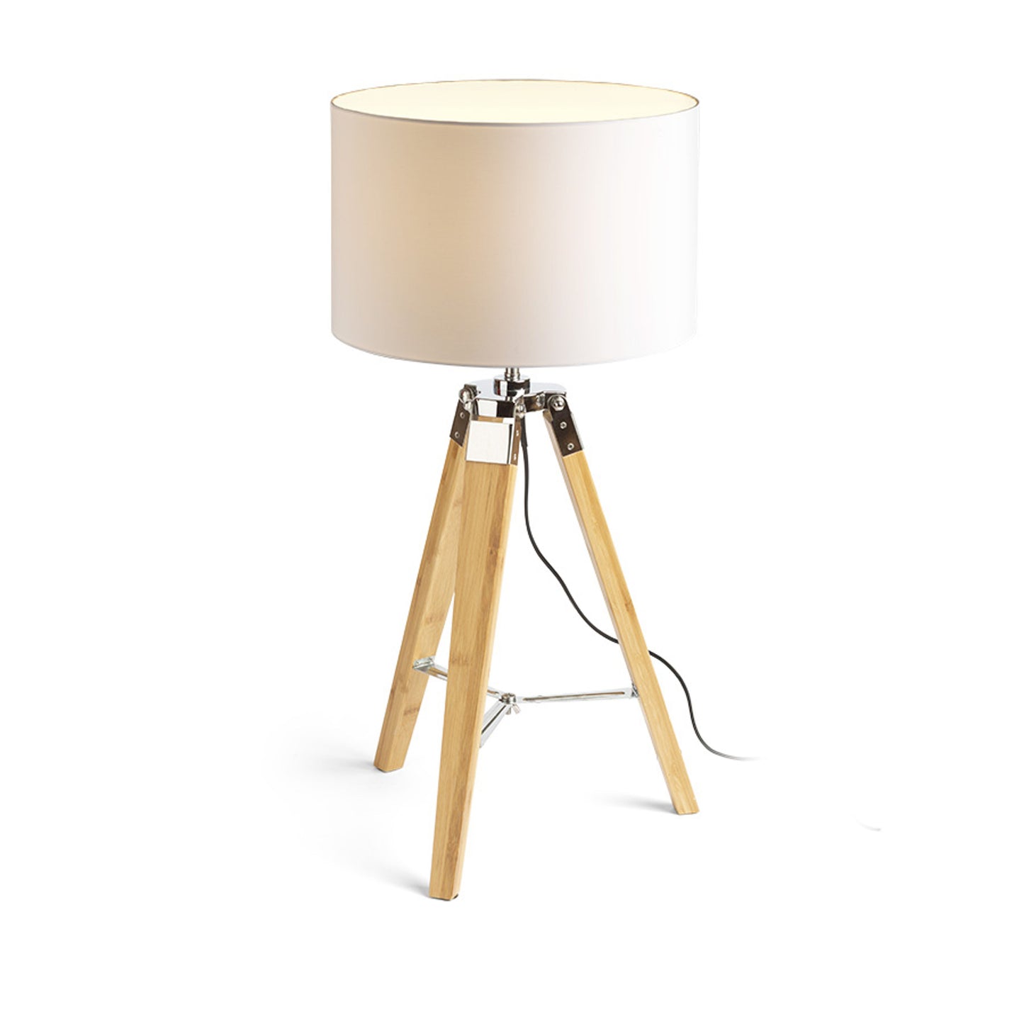 RENDL table lamp ALVIS/RON 40 table Polycotton white/bamboo 230V LED E27 15W R14042 2
