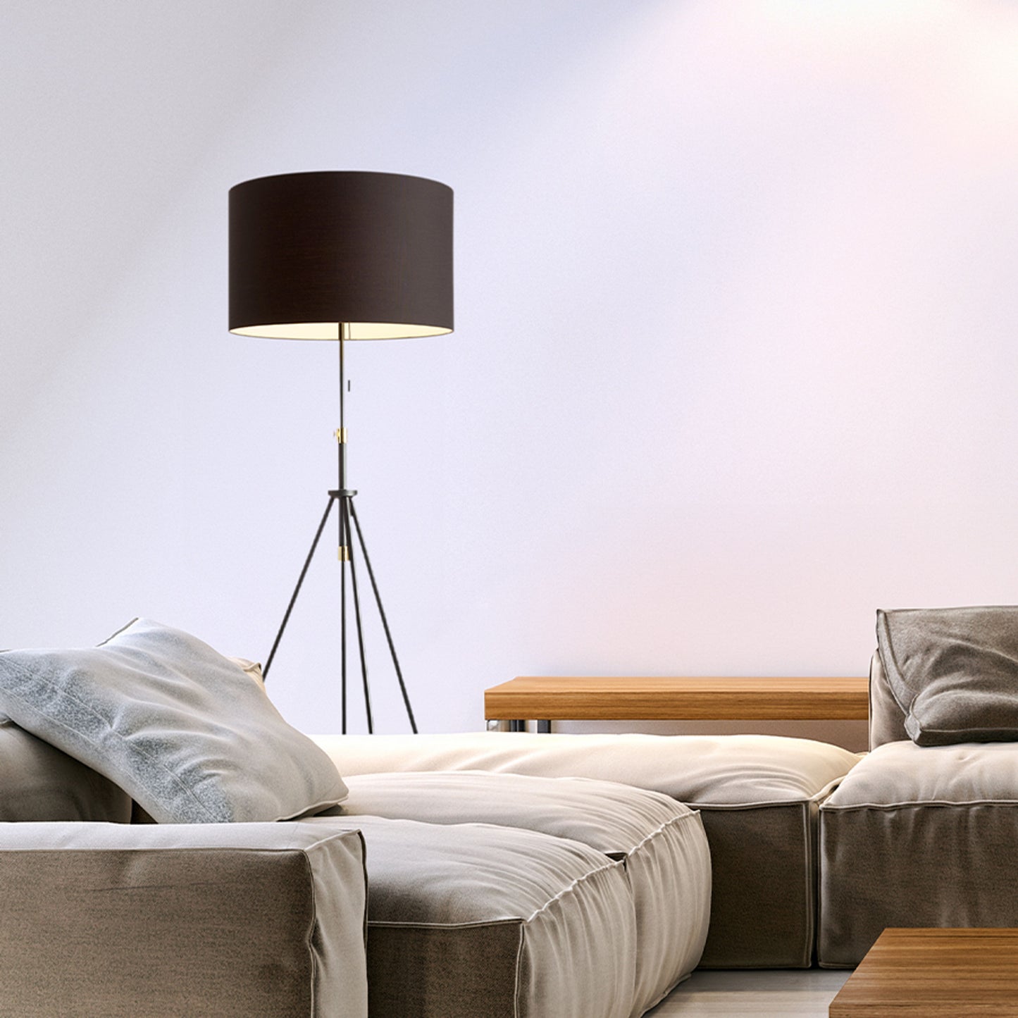 RENDL floor lamp LUTON/RON 55 floor Polycotton black/black/metal 230V LED E27 15W R14068 3