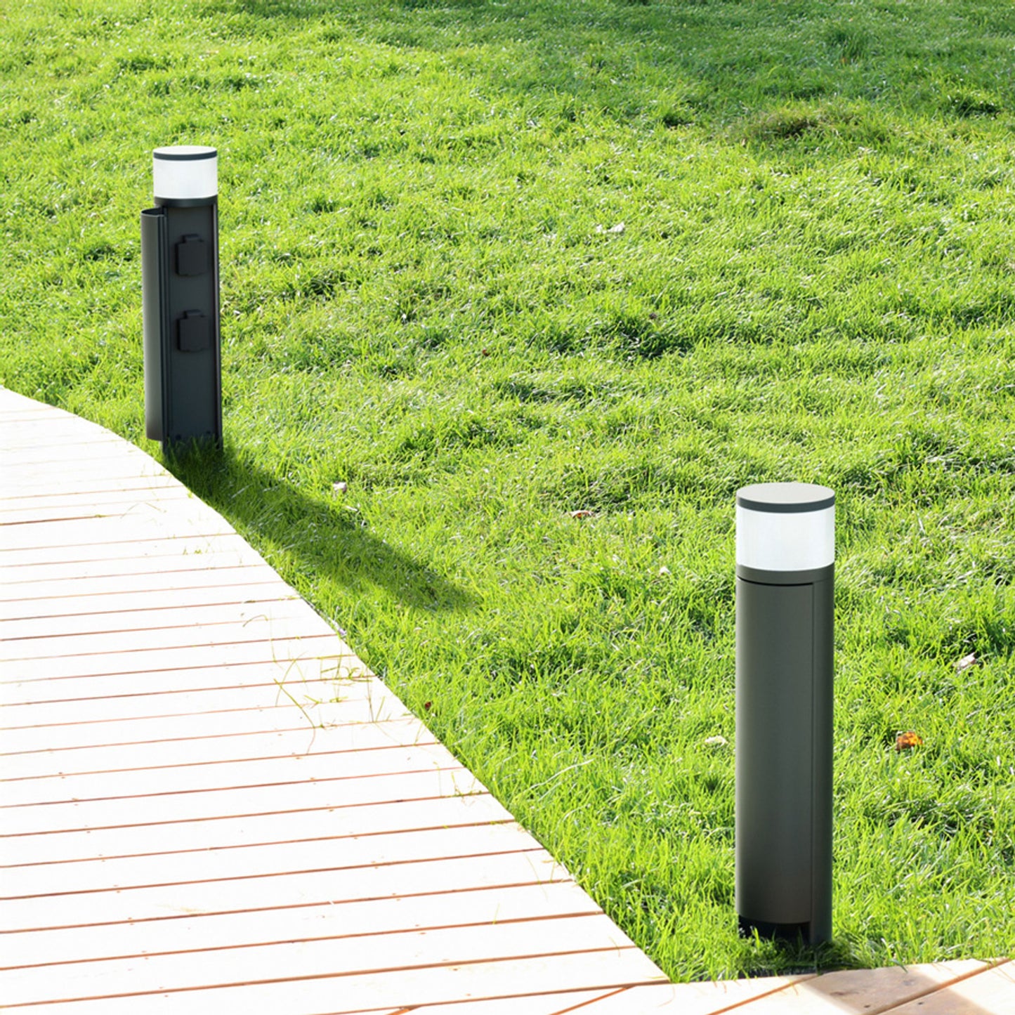 RENDL outdoor lamp JEAN 50 bollard with power sockets anthracite grey 230V LED G9 5W IP54 R14173 5