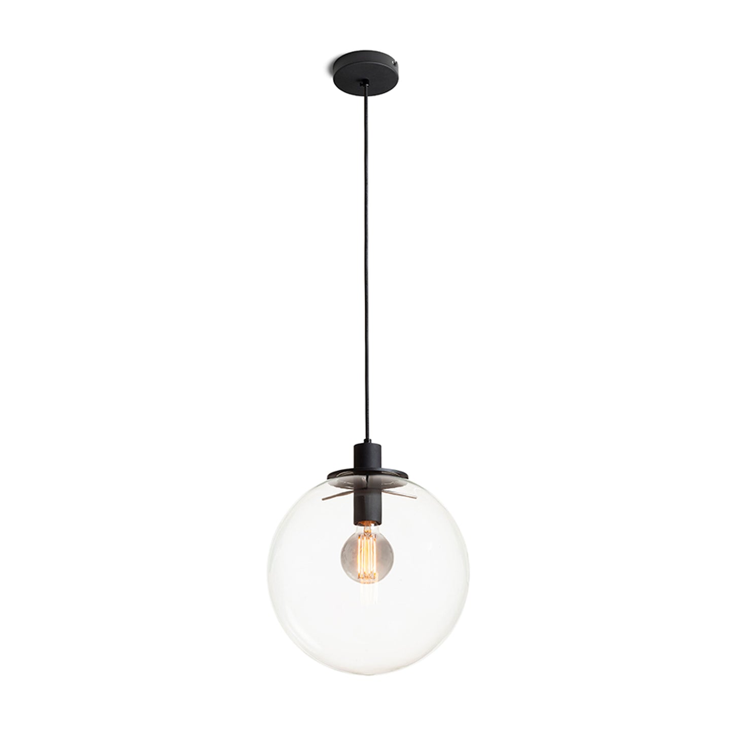 RENDL pendant lamp BOULDER 30 pendant clear glass/black 230V LED E27 15W R14393 1