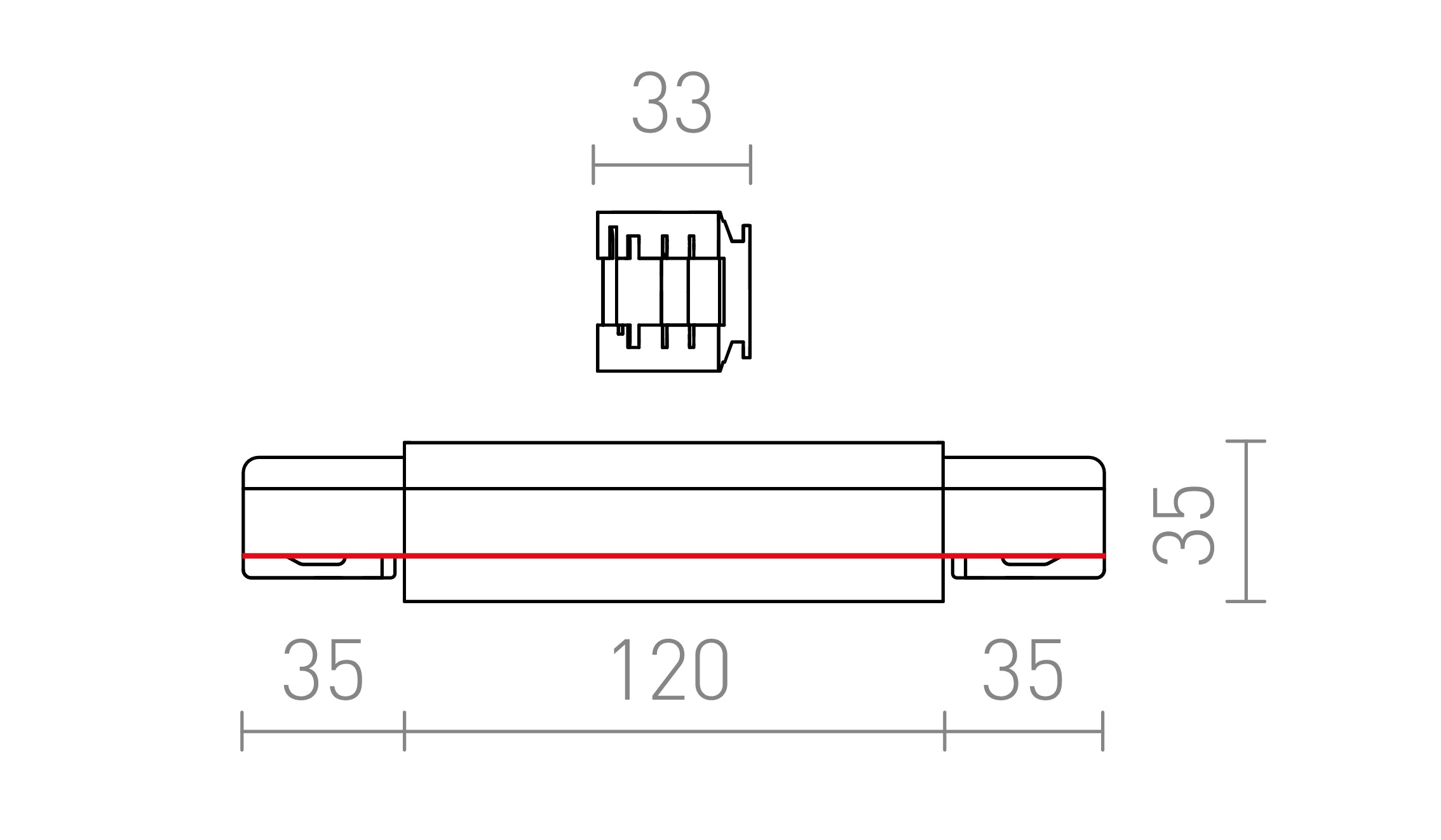 ŁĄCZNIK wZDŁUŻNY DŁUGI z zasilaniem EUTRAC  - Product sketch