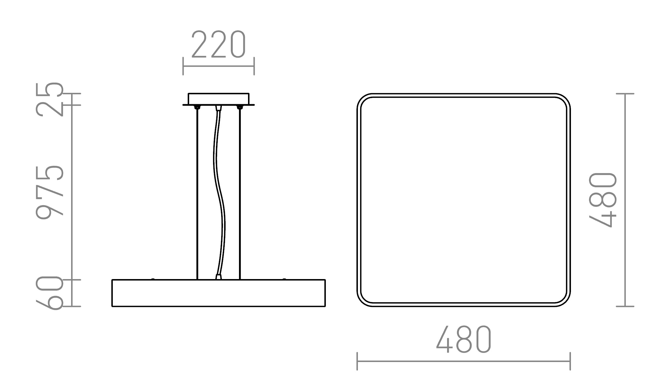 MENSA SQ 48 wisząca lampa - Product sketch