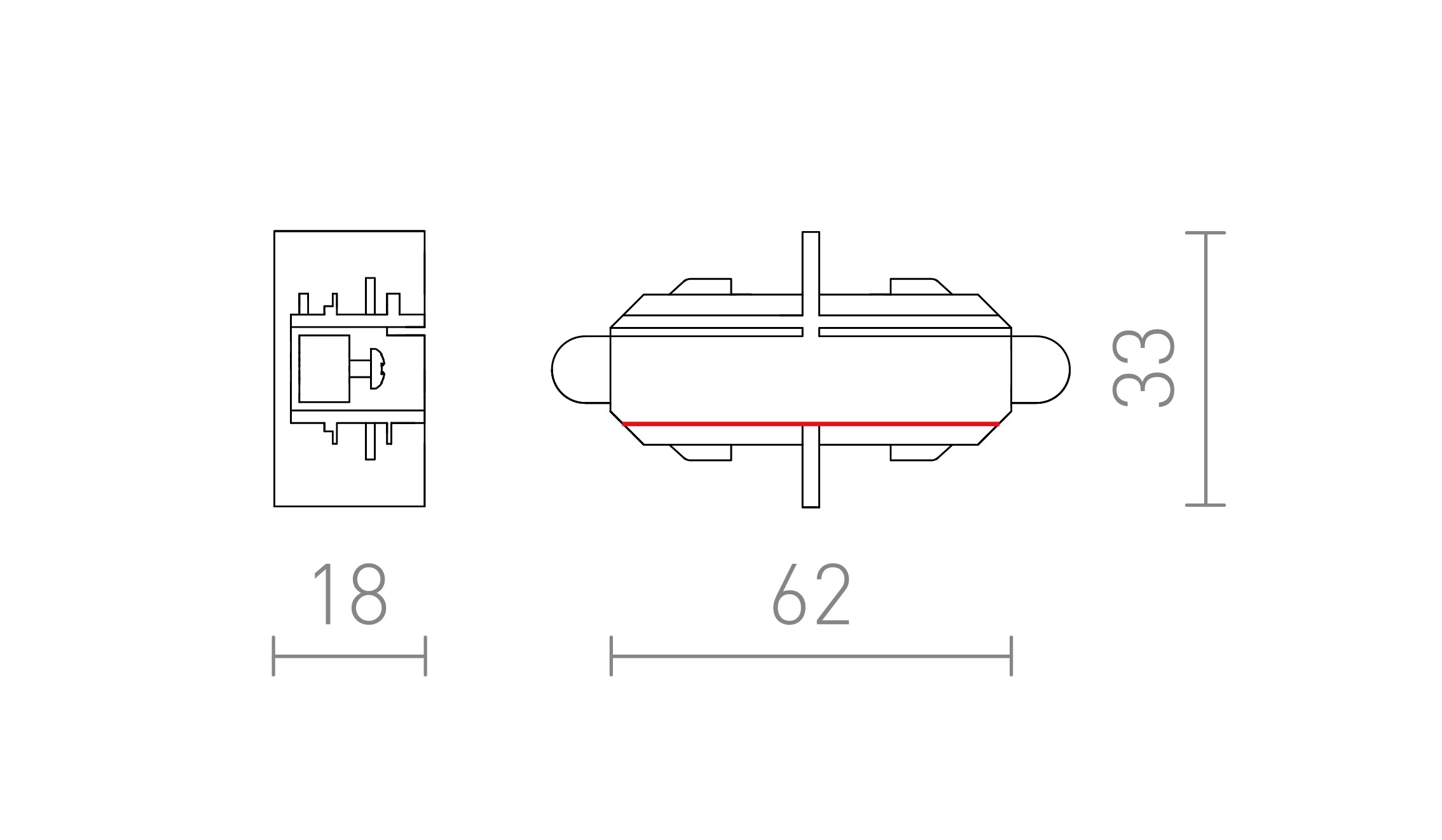 ŁĄCZNIK WZDŁUŻNY DO SZYNY 1-FAZ. - Product sketch