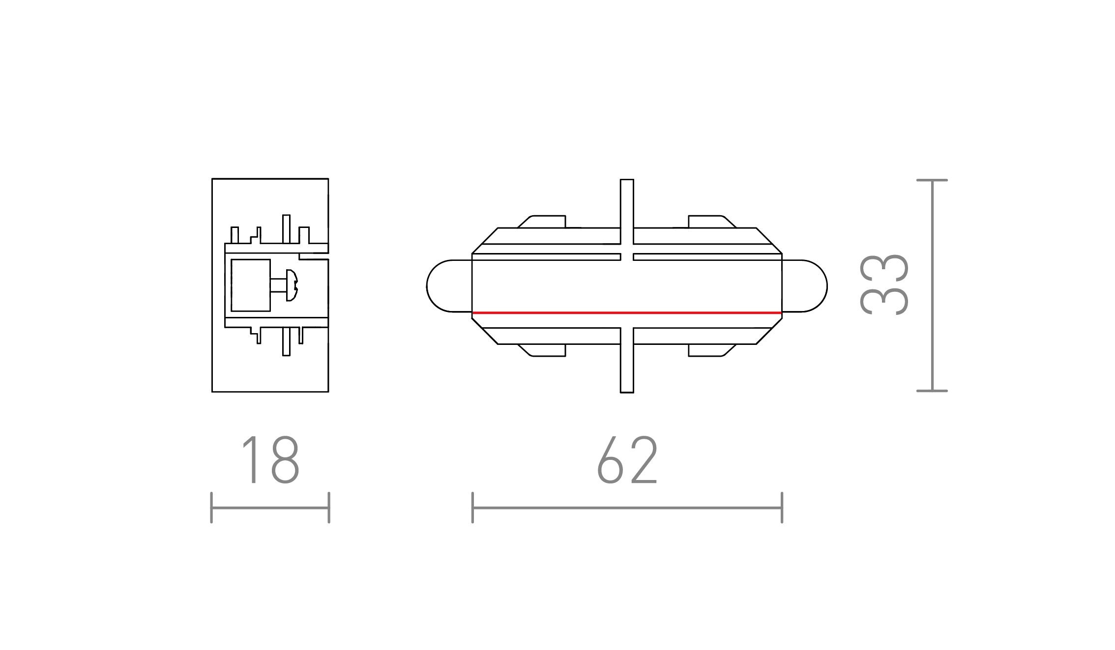 ŁĄCZNIK WZDŁUŻNY DO SZYNY 1-FAZ. - Product sketch