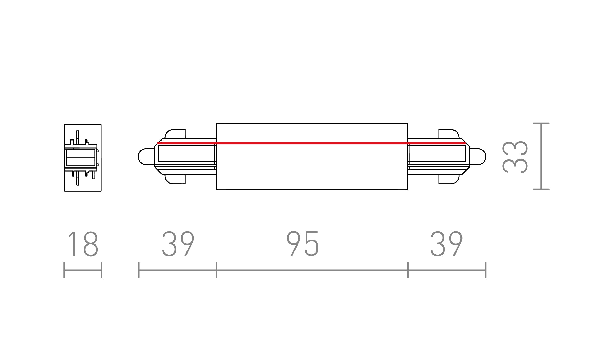 ŁĄCZNIK WZDŁUŻNY Z ZASILANIEM DO SZYNY 1-FAZ. - Product sketch