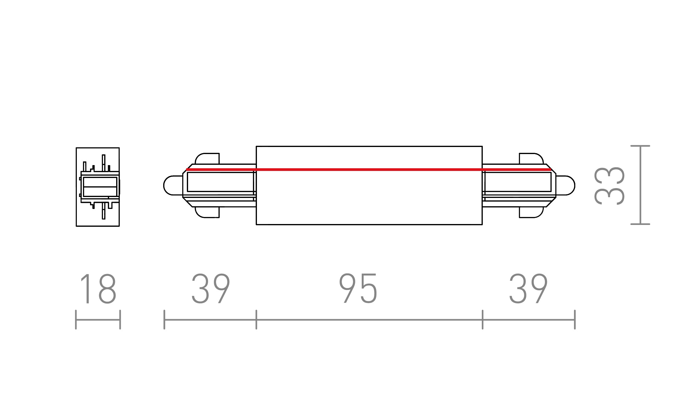 ŁĄCZNIK WZDŁUŻNY Z ZASILANIEM DO SZYNY 1-FAZ. - Product sketch