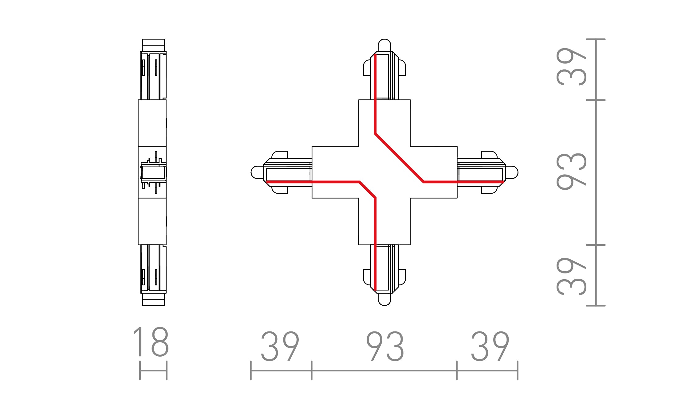 ŁĄCZNIK X DO SZYNY 1-FAZ. - Product sketch