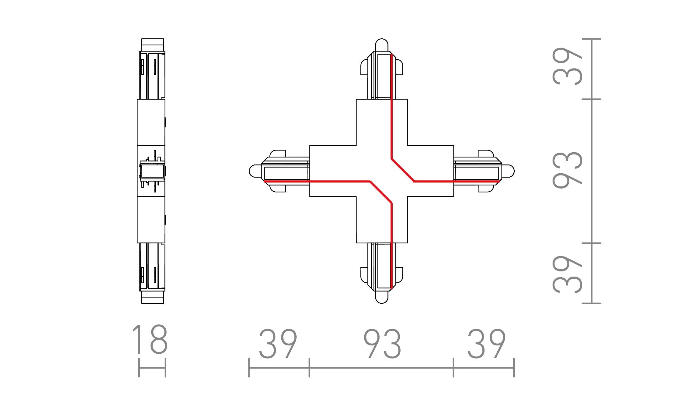 ŁĄCZNIK X DO SZYNY 1-FAZ. - Product sketch