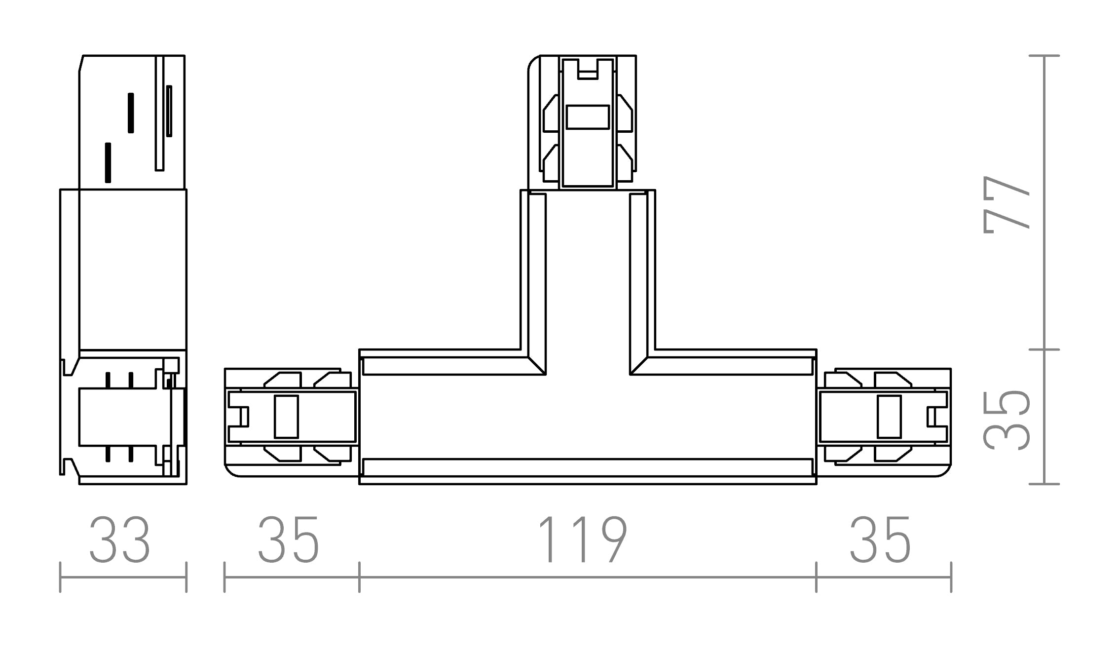 ŁĄCZNIK T PRAWY EUTRAC - Product sketch