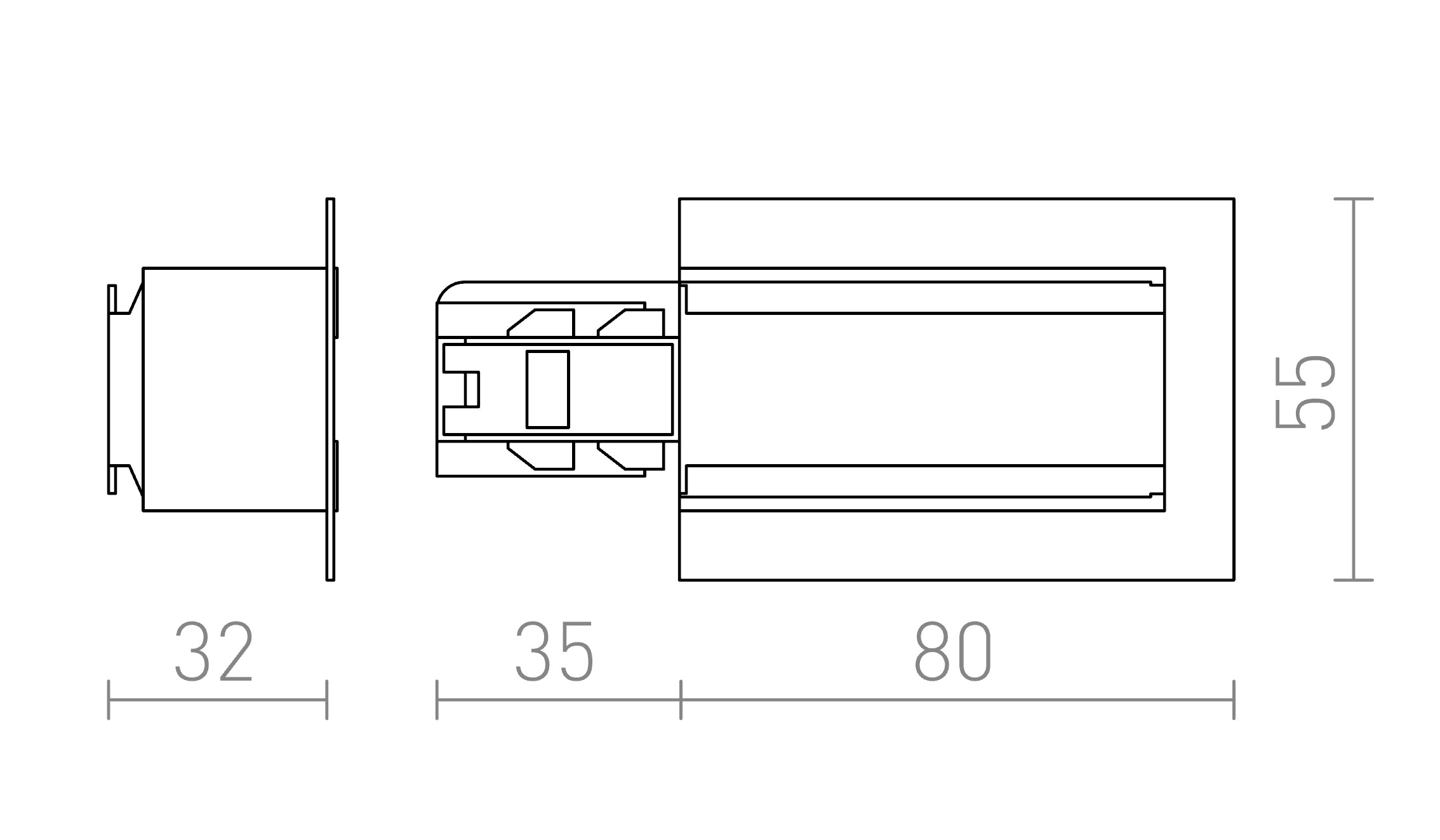 ZASILANIE LEWE EUTRAC DO SZYNY WPUSZCZANEJ - Product sketch