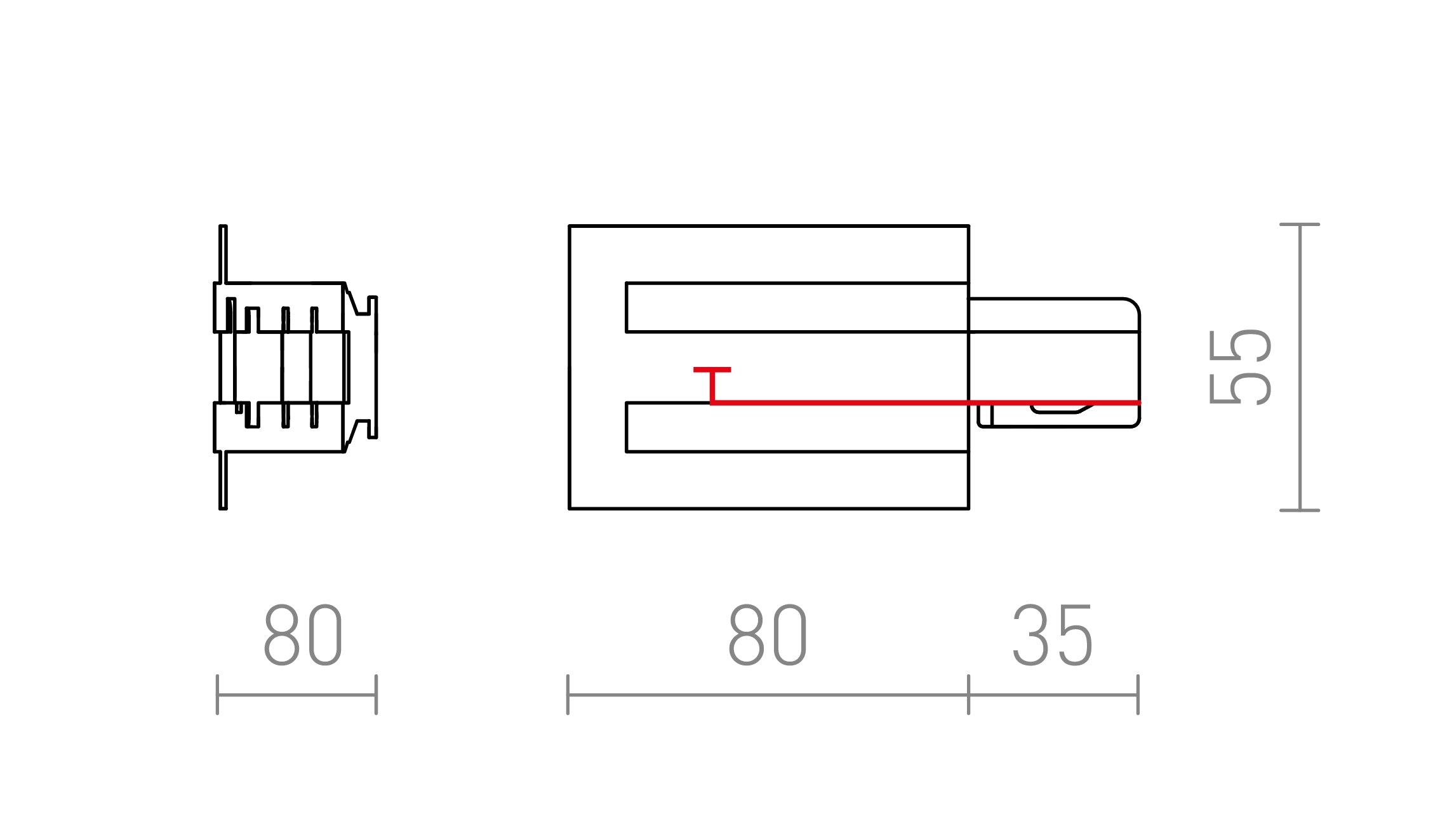 ZASILANIE LEWE EUTRAC DO SZYNY WPUSZCZANEJ - Product sketch