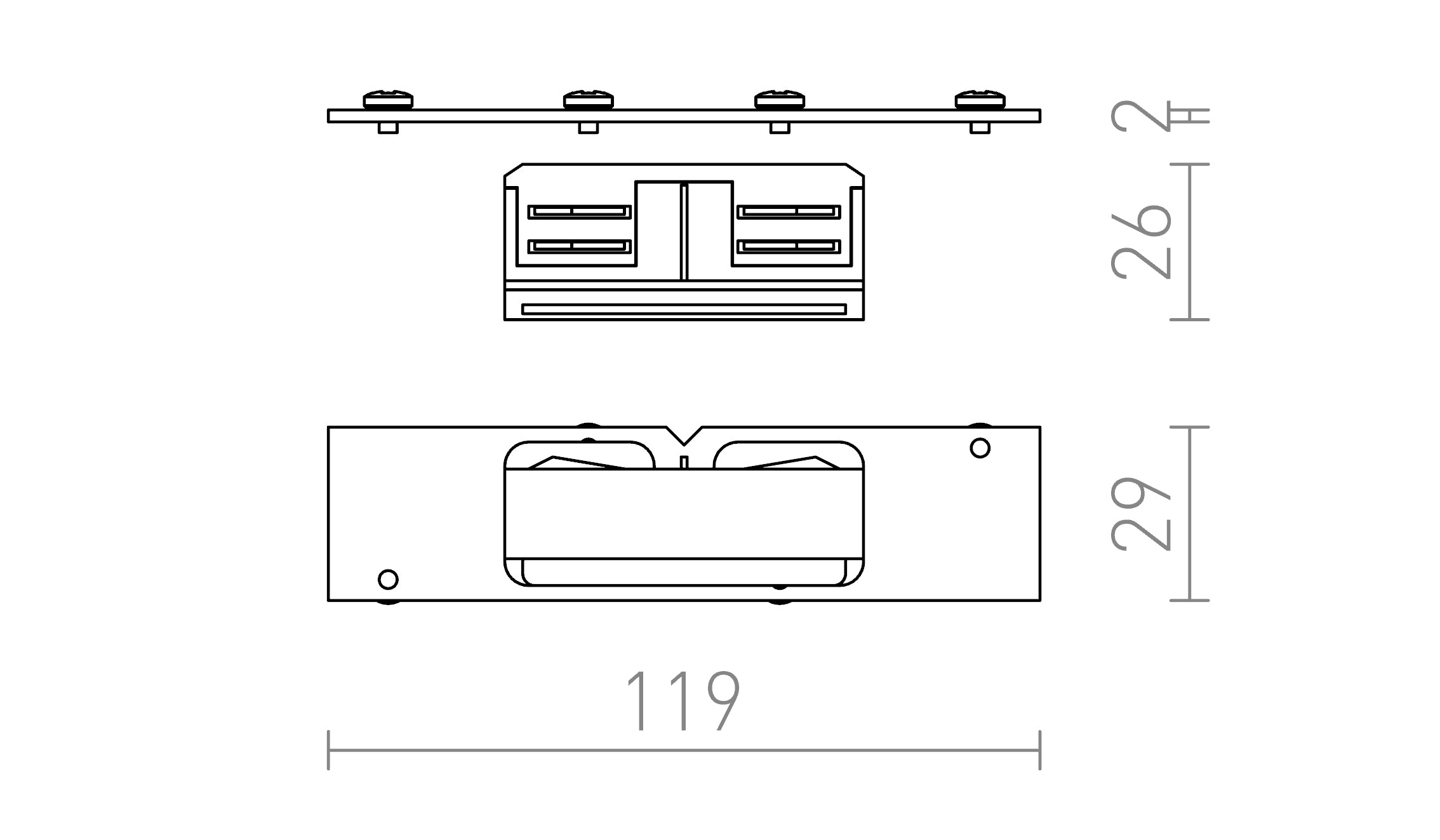ŁĄCZNIK WZDŁUŻNY EUTRAC DO SZYNY WPUSZCZANEJ - Product sketch