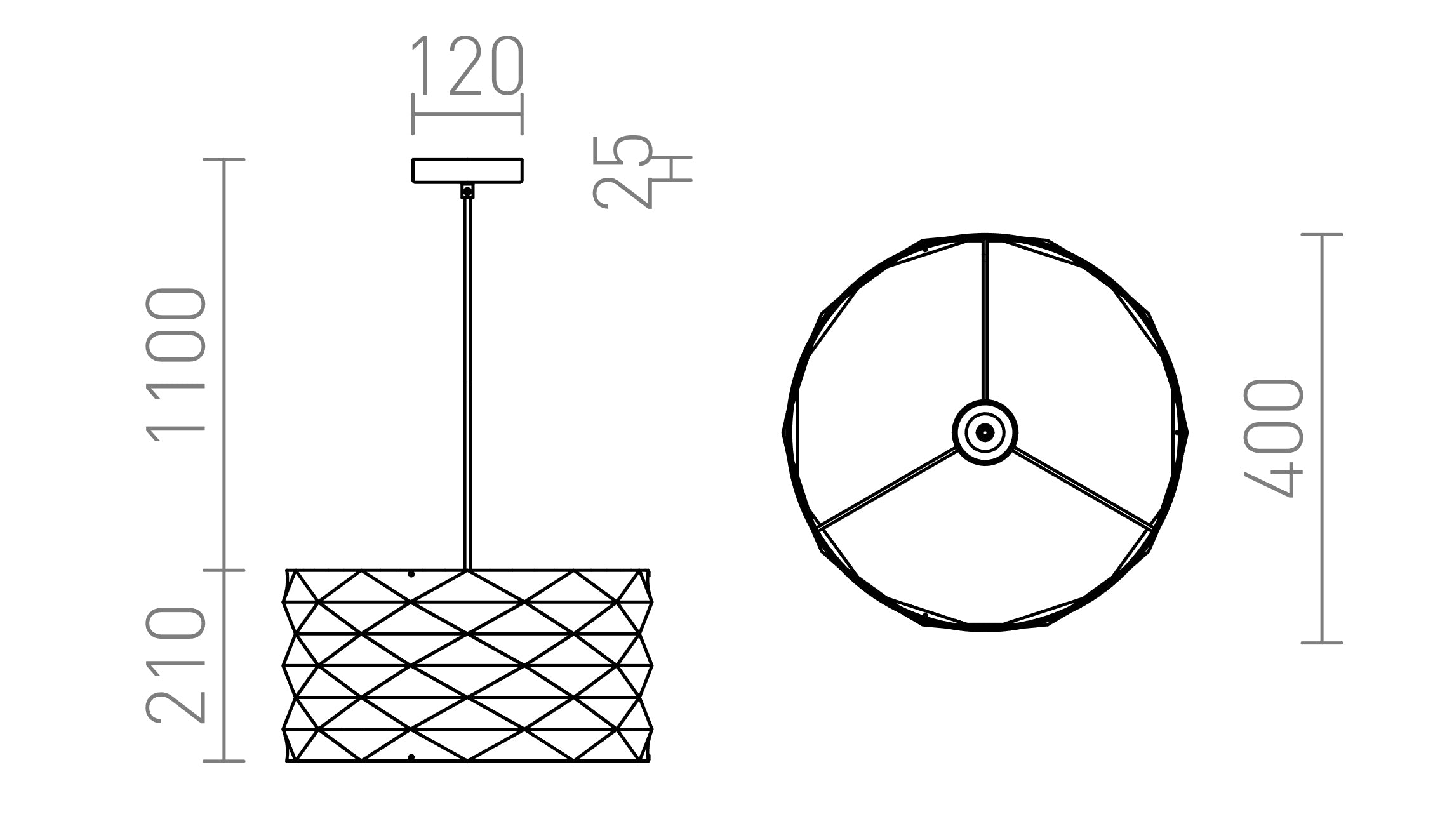 EZRA 40 wisząca lampa - Product sketch