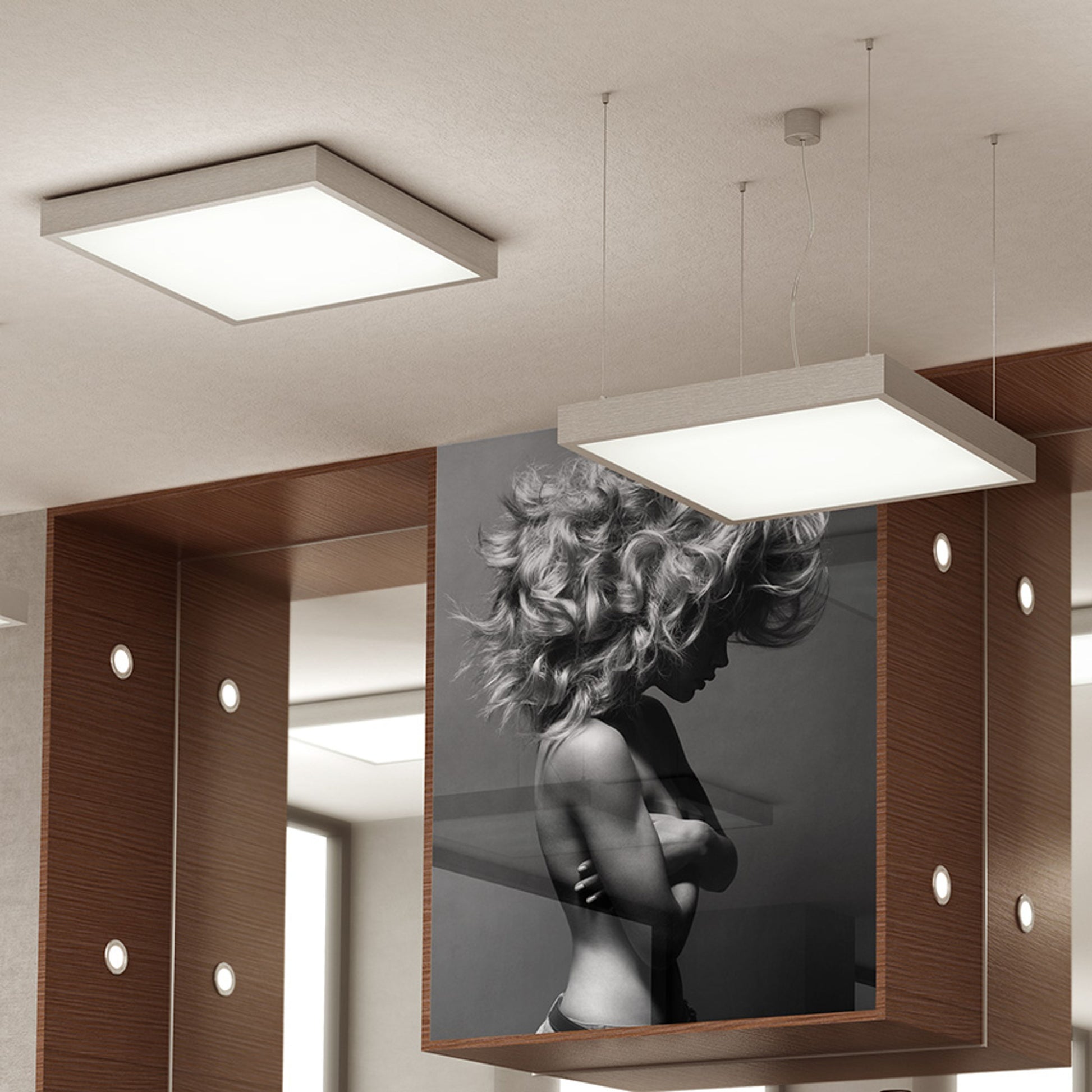 RENDL pendant lamp STRUCTURAL LED 55x55 pendant  brushed aluminum 230V LED 48W  3000K R13714 4