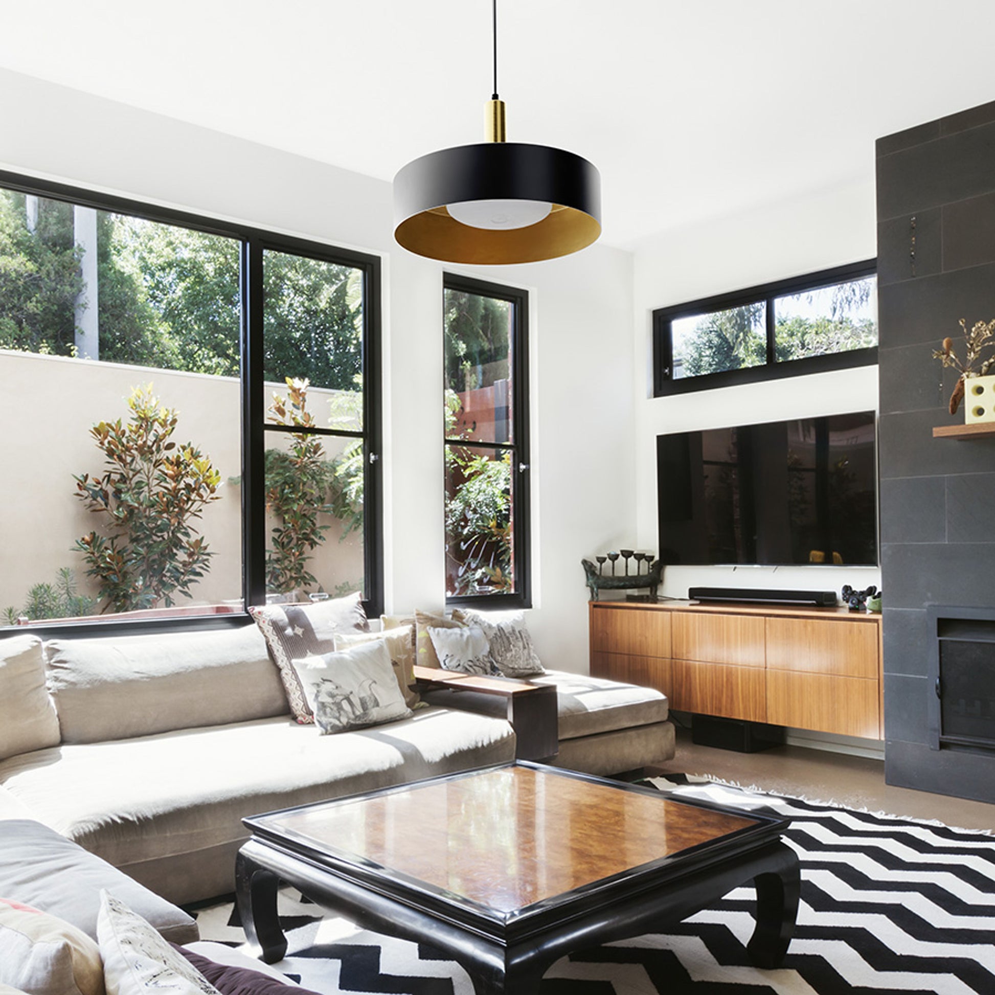 RENDL pendant lamp GIULIA 40 pendant black/gold brown brass 230V LED E27 30W R13913 3