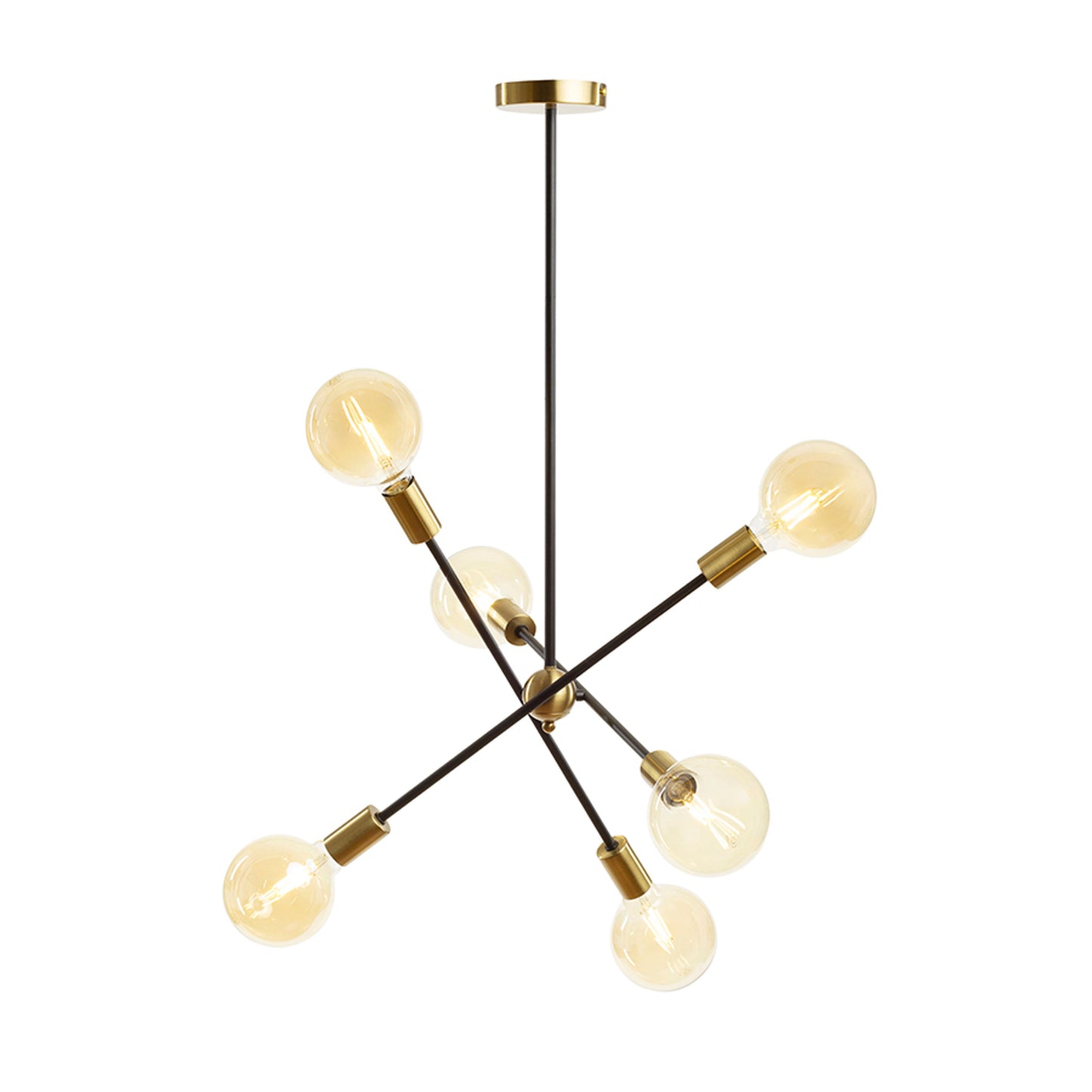 RENDL pendant lamp ARTEMIA 6 on a pole black brushed brass 230V LED E27 6x15W R14398 10